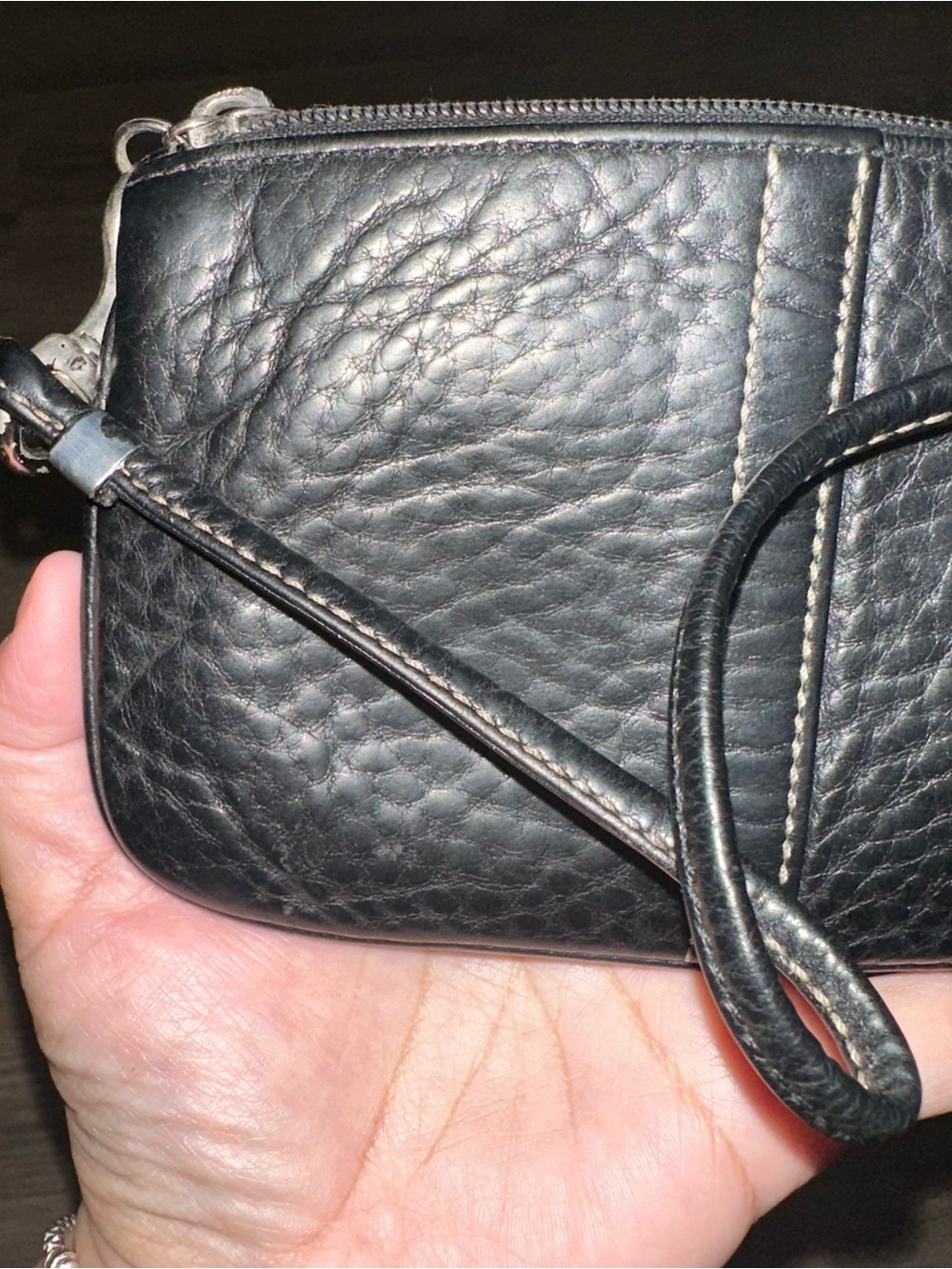 Black Pebbled Leather Zip Card Holder - Picture 4 of 7